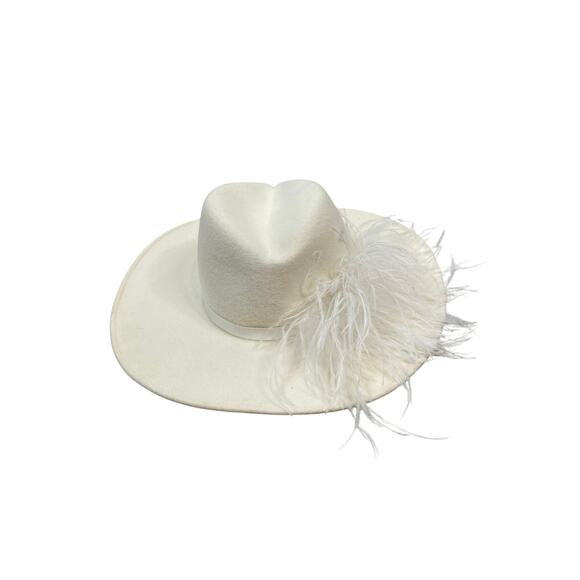 Gigi Burris Jeanne Ostrich Feather Fedora Hat Western Bridal Derby Old Money - Picture 7 of 9
